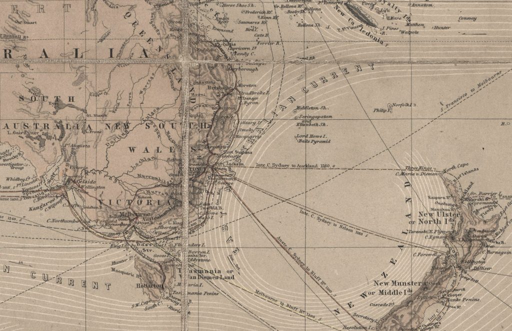 Gotha Chart of the World 1863, Mercator Projection, New Zealand, Majesty Maps And Prints