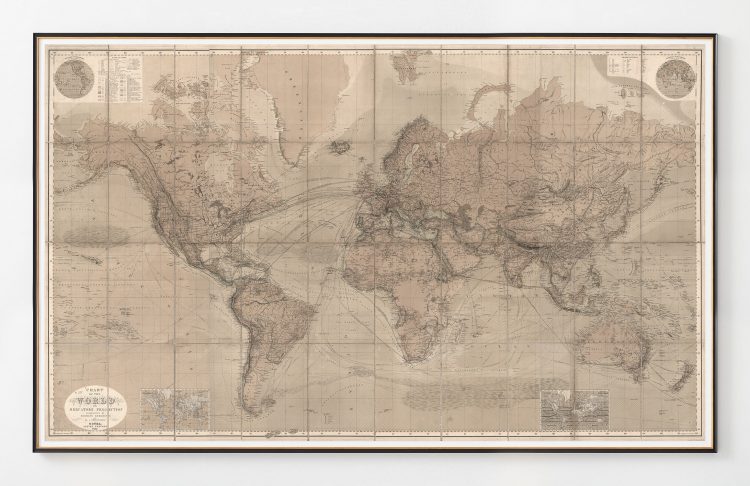 Gotha Chart of the World 1863, Mercator Projection, Majesty Maps And Prints