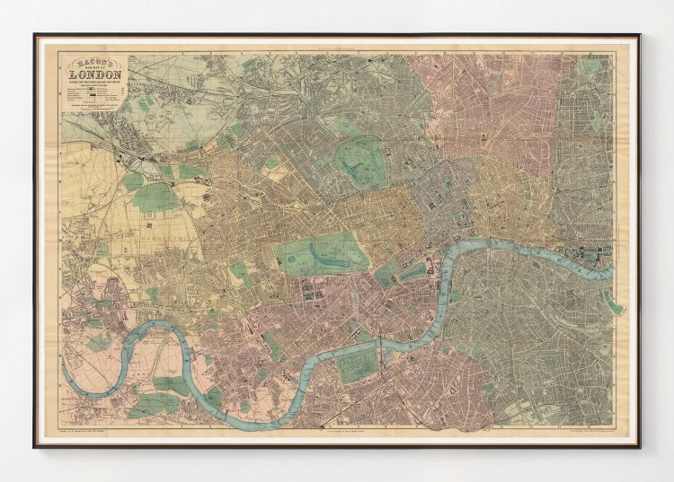 Bacon’s New Map of London divided into half-mile squares and circles. Scale Four inches to a mile. 1890 , London: G.W. Bacon & Co.,Ltd.,127, Strand