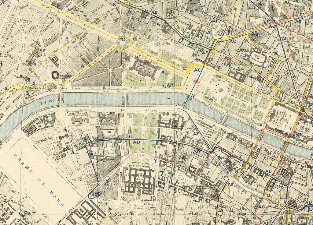 Letts's Map of the City of Paris, 1886, Champ De Mars, Majesty Maps & Prints