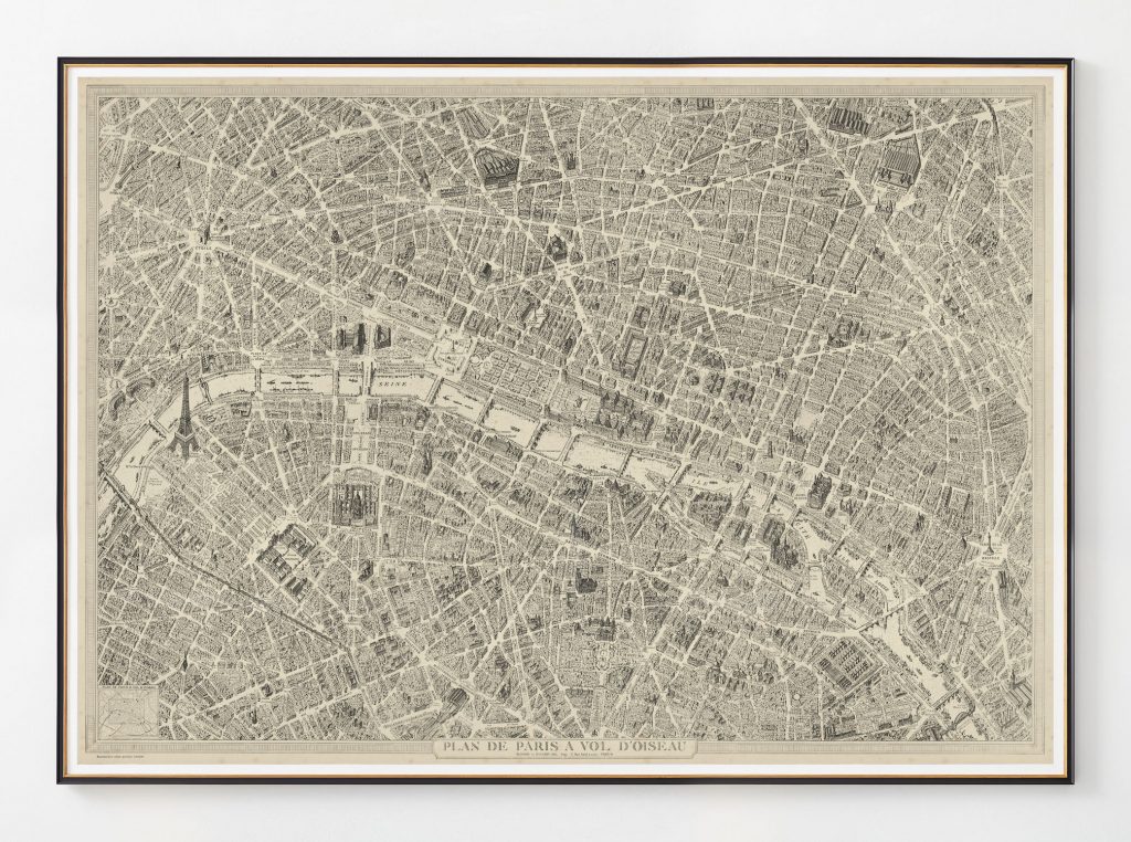 Paris Birds Eye View 1920R Map, Plan de Paris a Vol d Oiseau, Majesty Maps and Prints