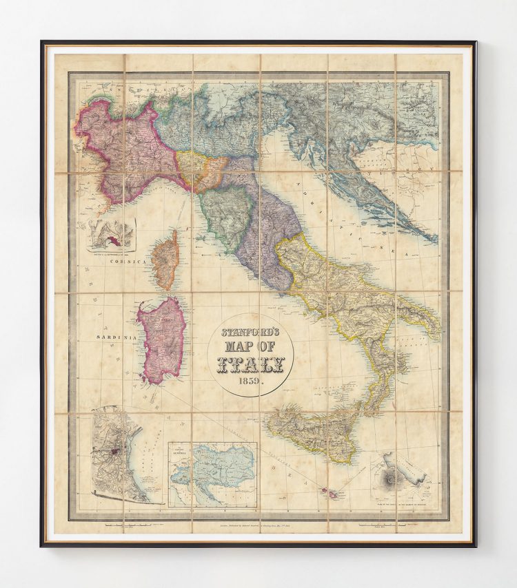 Stanford's Map of Italy 1859, Majesty Maps and Prints