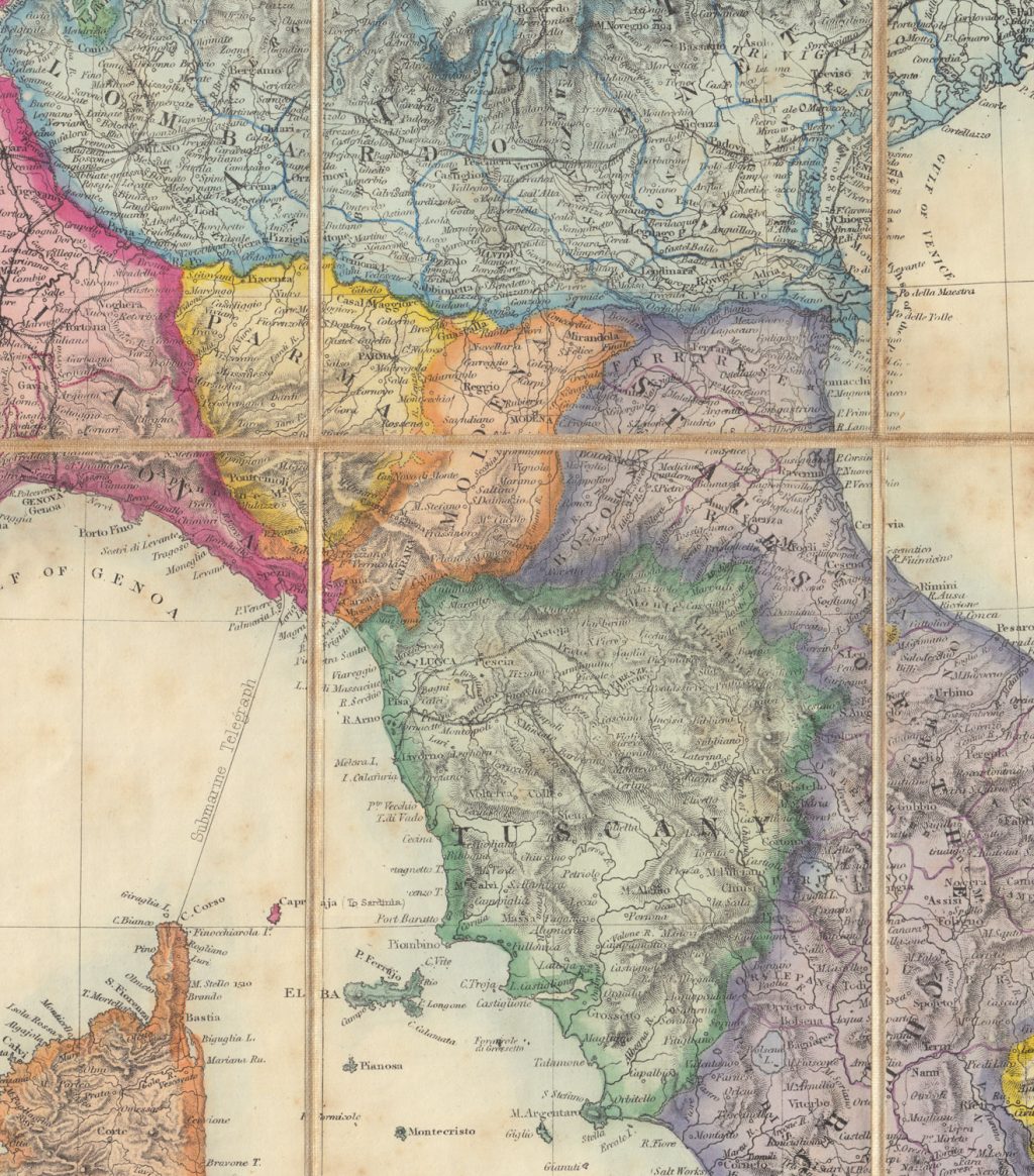 Stanford's Map of Italy, 1859, Tuscany