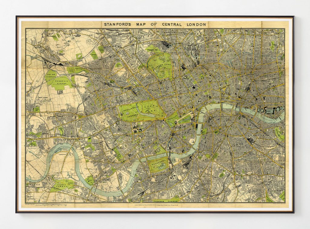 Stanford’s Map Of Central London 1897 – Edward Stanford, 26 & 27, Cockspur Street, Charing Cross, S.W.