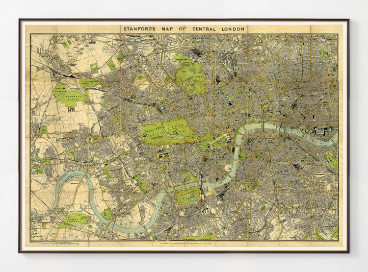 Stanford’s Map Of Central London 1897 – Edward Stanford, 26 & 27, Cockspur Street, Charing Cross, S.W.