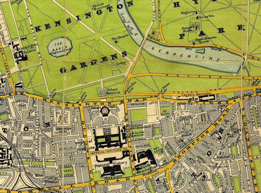 Stanford’s Map Of Central London – Edward Stanford, 26 & 27, Cockspur Street, Charing Cross, S.W., Kensington Gardens