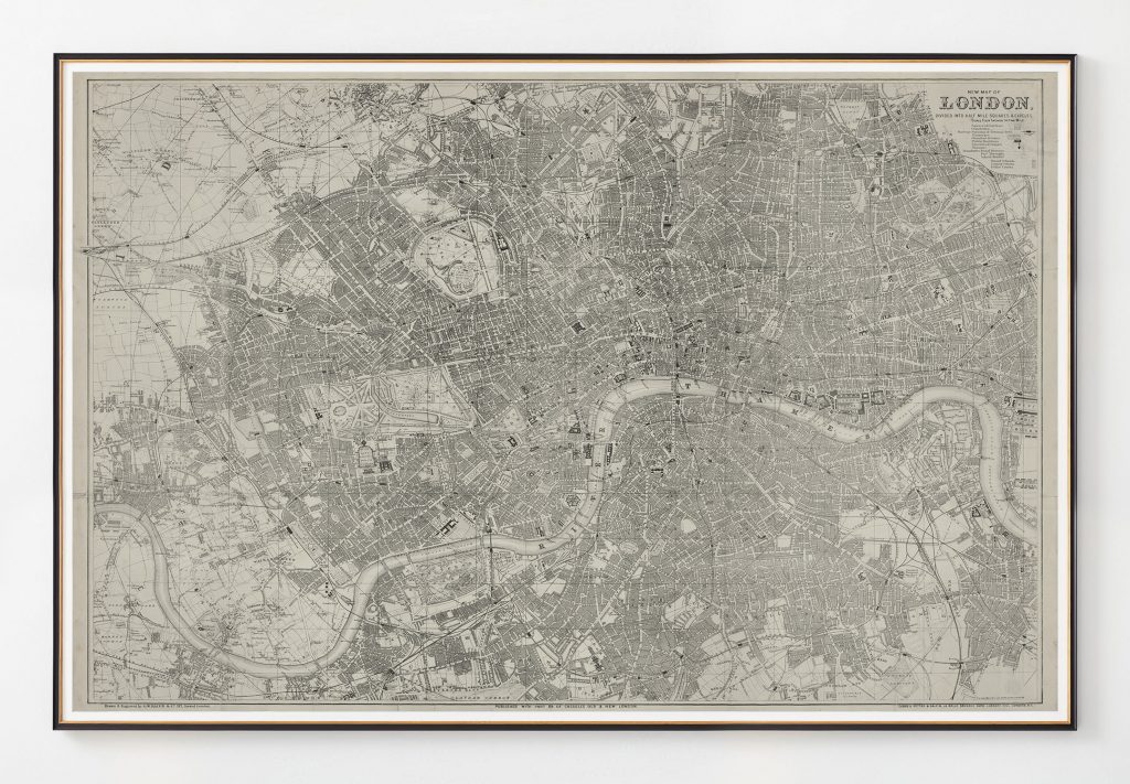 Bacon’s New Map of London, Divided into Half Mile Squares & Circles, Published by George Washington Bacon of 127 Strand, London. 1878