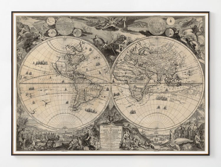 Mappe Monde 1694, Carte Generale De La Terre, Majesty Maps and Prints