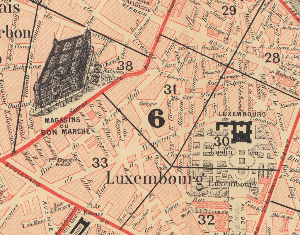 1893 Agenda-Buvard, Plan de Paris des Magasins du Bon Marche, Maison Aristide Boucicaut, Paris. Imp. Chaix. 20, Rue Bergere. Paris , Luxembourg