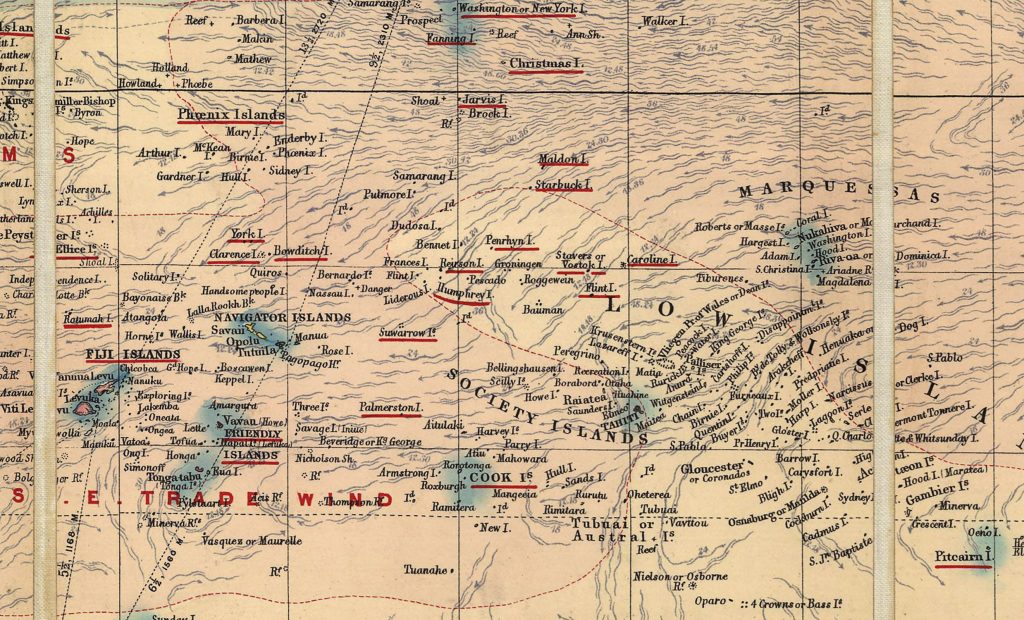 Stanfords World Map 1900, Society Islands, Majesty Maps and Prints