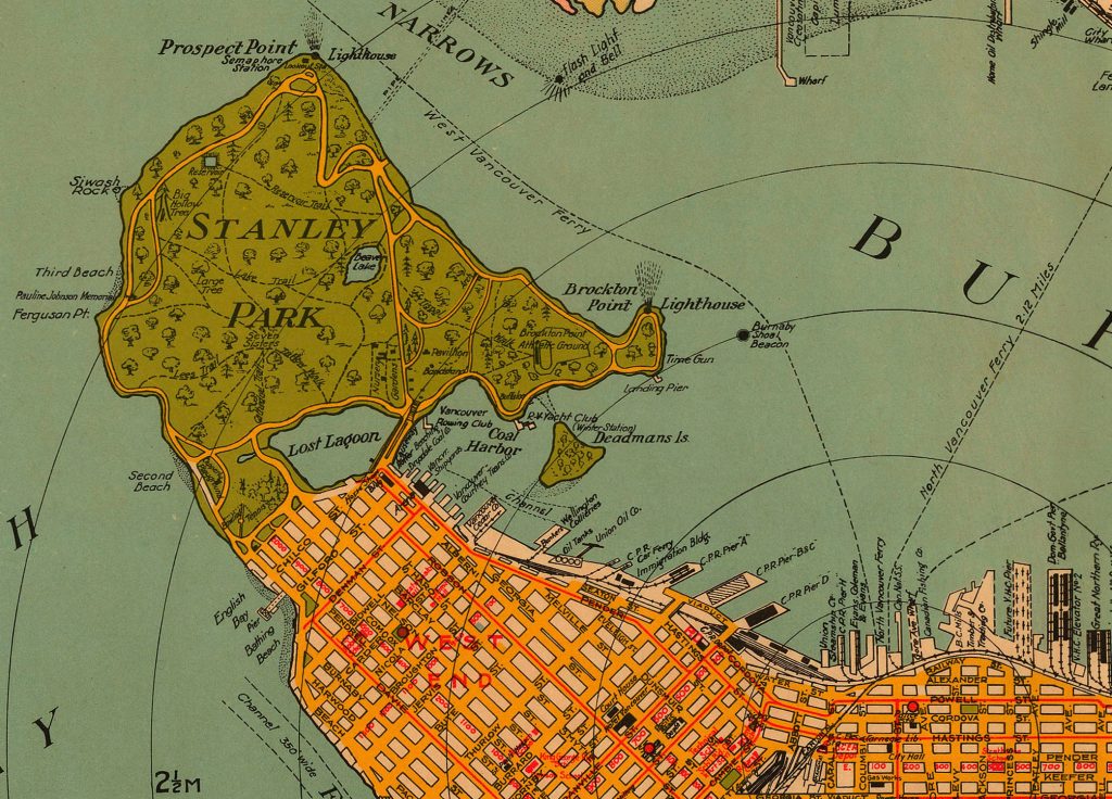 Commercial Map of Greater Vancouver and District 1928, Stanley Park, Majesty Maps and Prints