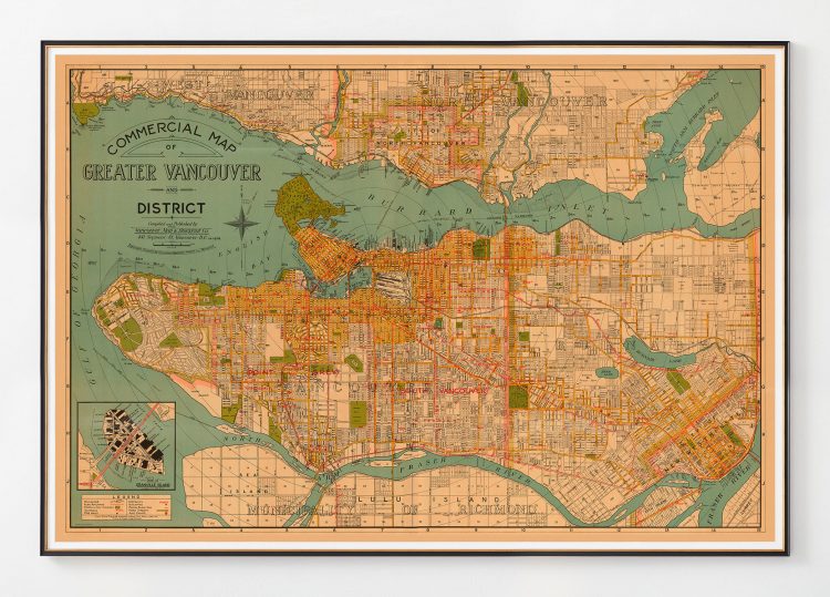 Commercial Map of Greater Vancouver and District 1928, Majesty Maps and Prints