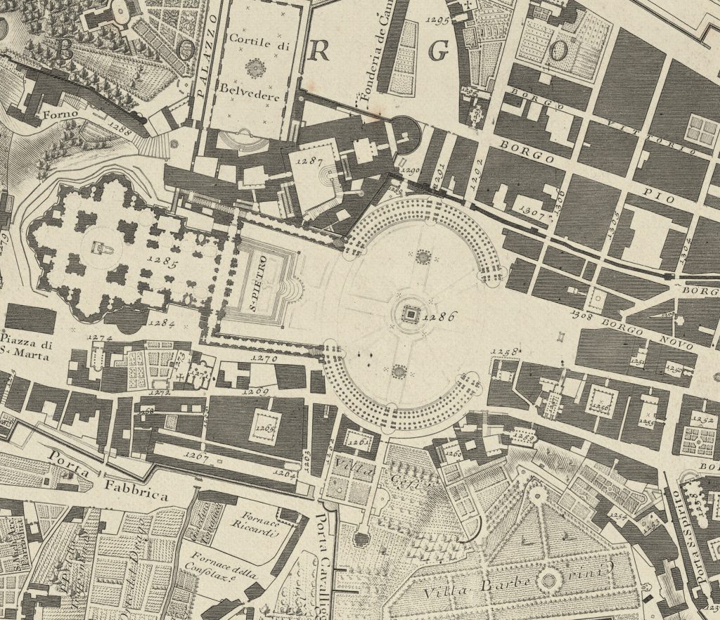 1740 Rome Italy Map, S. Pietro, Majesty Maps and Prints