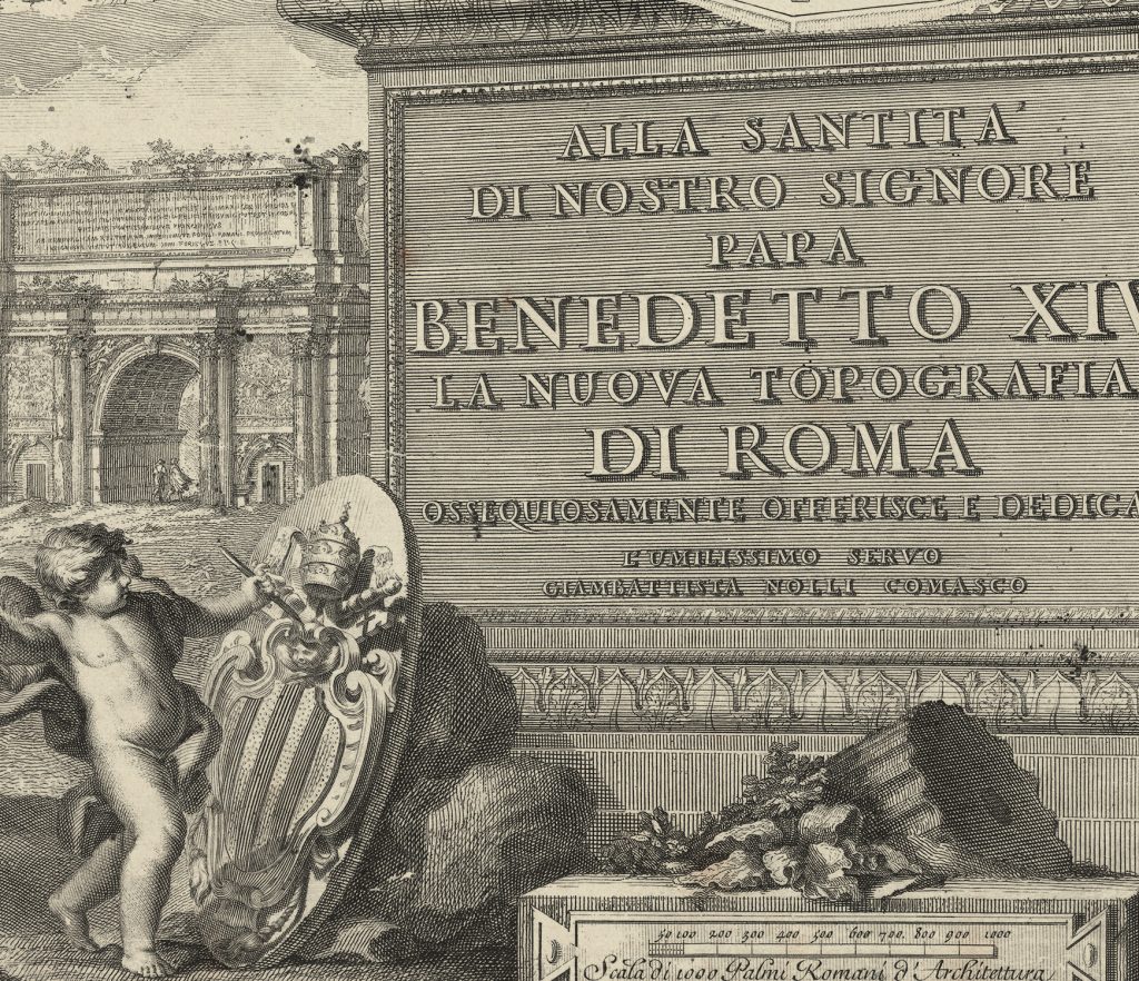 1740 Rome Italy Map, La Nuova Topografia Di Roma, Majesty Maps and Prints