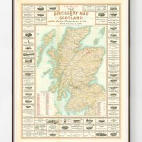 Scotch Whisky 1902 Distillery Map White. 