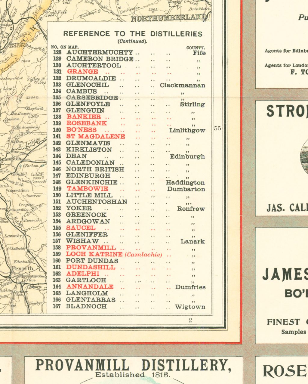 1902 Distilleries Map of Scotland, Reference List #2, Majesty Maps & Prints