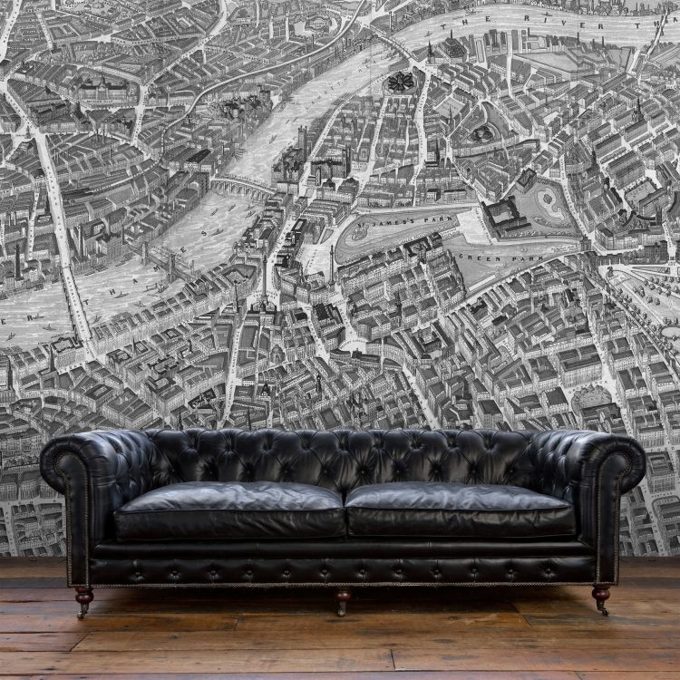 1851 Balloon Map of London – Wallpaper