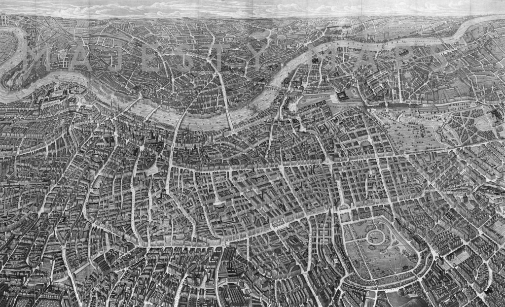 1851 Balloon Map of London – Wallpaper