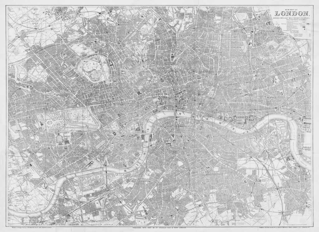 Bacons London Map Wallpaper – Grey