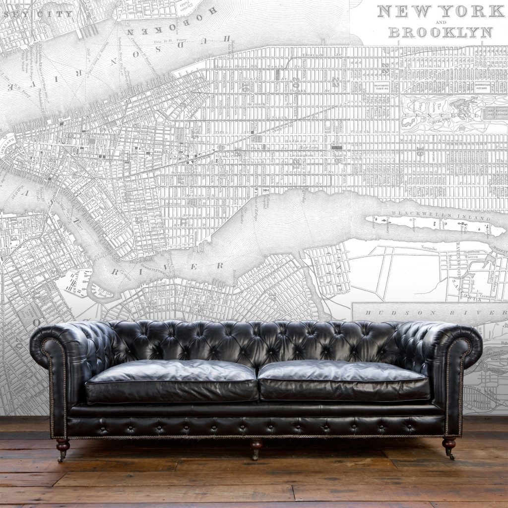 New York Map Wallpaper – Grey