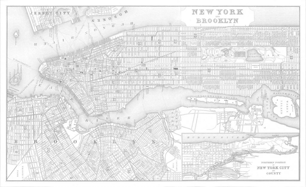 New York Map Wallpaper – Grey