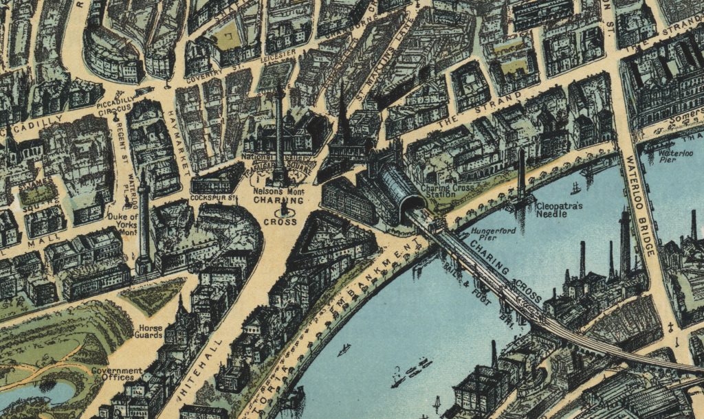 The Pictorial Plan of London 1897, London Towards The Close of The 19th Century, Charing Cross, Majesty Maps and Prints