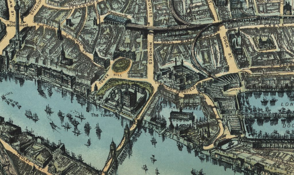 The Pictorial Plan of London 1897, London Towards The Close of The 19th Century, Tower Bridge, Majesty Maps and Prints